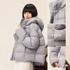 SNOWFLYING Women's Down Jacket 2025 Winter Puff Hooded Turtle Back Warm Bread Jacket Black M