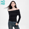 NOME long-sleeved women's spring and autumn new high-end black off-shoulder one-shoulder pure desire bottoming top black L