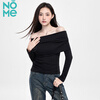 NOME long-sleeved women's spring and autumn new high-end black off-shoulder one-shoulder pure desire bottoming top black L
