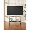 Aoyanlai removable stainless steel TV stand 4375 inches with wheels for home use stainless steel + walnut color single layer_crystal wheel
