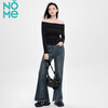 NOME long-sleeved women's spring and autumn new high-end black off-shoulder one-shoulder pure desire bottoming top black L