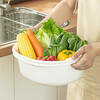 Sungsa Japan imported double-layer plastic sink large vegetable basket fruit basket kitchen hollow draining dish storage basket white set (basin + drain basket)