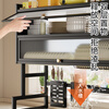 Jumeishi kitchen sink rack dish drainer with door dust-proof rack above cabinet countertop cupboard multi-functional storage rack Yaohei-double layer length 65cm+6 hooks+luxury set