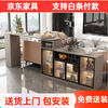 Bar table partition cabinet home living room sideboard integrated wall multi-functional wine cabinet island modern sofa back cabinet iron gray (champagne gray)-1.1 bar 0.8 cabinet