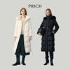 PRICH 90% goose down fashionable hooded fluffy fur collar waist warm long down jacket 2025 winter new new year 19 black M 165