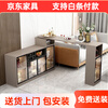 Bar table partition cabinet home living room sideboard integrated wall multi-functional wine cabinet island modern sofa back cabinet iron gray (champagne gray)-1.1 bar 0.8 cabinet