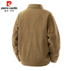 Pierre Cardin Corduroy Jacket Men's Autumn and Winter Plush Warm Jacket Men's Lapel Work Clothing Top Men's Coffee XL