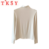 TKSY bottoming shirt for women 2025 new black half-high collar can be worn outside autumn and winter dark gray mid-collar long-sleeved top tinware gray upgraded brushing / style thickened S