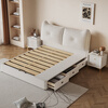 Cream style double bed French children's bed boys and girls soft upholstered bed light luxury modern teen bedroom single bed Cream children's bed丨Please note the color丨Delivery to home 1.35m*2.0m frame structure