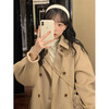 Korean style small women's woolen coat 2025 new autumn and winter thickened quilted woolen mid-length coat windbreaker milk coffee color cotton thickened L