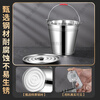 Huaiyin stainless steel bucket portable ice bucket kindergarten trash can with lid oil bucket iron bucket home kitchen canteen plus extra thick 20cm bucket 4L waterless spoon