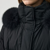 PRICH 90% goose down fashionable hooded fluffy fur collar waist warm long down jacket 2025 winter new new year 19 black M 165