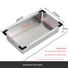 Complete 304 stainless steel kitchen sink drainage basket thickened rectangular fruit plate 304 round hole 33.5X21