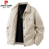 Pierre Cardin Corduroy Jacket Men's Autumn and Winter Plush Warm Jacket Men's Lapel Work Clothing Top Men's Coffee XL