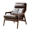 Zemujia designer living room balcony sofa chair leisure sofa chair single chair simple solid wood sofa chair customization North American black walnut + high quality ultra-thousand leather