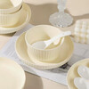 Cream-style dish set, new household high-value ceramic tableware, bowls, plates, chopsticks, light luxury, high temperature resistance, 7-inch American plate, cream color, 2-piece set