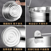 Huaiyin stainless steel bucket portable ice bucket kindergarten trash can with lid oil bucket iron bucket home kitchen canteen plus extra thick 20cm bucket 4L waterless spoon