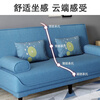 Huiyue multifunctional folding sofa bed dual-purpose simple three-person small apartment living room rental furniture lazy sofa recommended sea blue linen sponge style 1.8 meters long 2 armrests 2 waist pillows