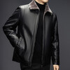 The same leather jacket for men in winter plus velvet and thickened lamb fur all-in-one leather jacket for men black 3XL 190
