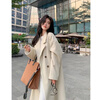Cotton plus velvet and thickened woolen coat for women in autumn and winter new high-end small medium-length casual coat top 9809-1 gray plus velvet high quality L 110-125 catties