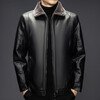The same leather jacket for men in winter plus velvet and thickened lamb fur all-in-one leather jacket for men black 3XL 190