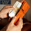 LISM international first-line brand washed top layer super soft cowhide handmade short retro wallet wallet card bag for men and women sunset yellow