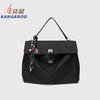 Kangaroo (KANGAROO) launches new Kelly single-shoulder nylon leather handbag for women, armpit lock buckle design commuting tote large capacity simple bag, black medium size (35) (without accessories)