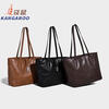Kangaroo (KANGAROO) launches new vegetable tanned soft leather tote bag for women, large capacity commuting shoulder bag, casual and simple design, daily outing, coffee color 33*15*27CM
