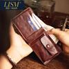 LISM international first-line brand washed top layer super soft cowhide handmade short retro wallet wallet card bag for men and women sunset yellow