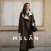 MSLAN winter light woolen retro stand-up collar reversible long cashmere coat 25 winter shell embroidered woolen thick coat dark coffee XS