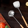 Temeiju 304 stainless steel spatula set, cooking spoon, household 40cm extended beech handle, anti-scalding frying spoon