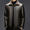 The same leather jacket for men in winter plus velvet and thickened lamb fur all-in-one leather jacket for men black 3XL 190