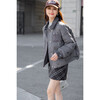 Ives (ITISF4) Qianjin style sweet temperament jacket winter high-end sequin embroidered short warm and cold down jacket gray S