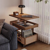 Solid wood coffee table liftable sofa side table side cabinet tea table mid-century style movable living room coffee table table walnut color solid wood lift coffee table