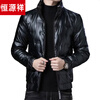 Hengyuanxiang glossy thickened winter down jacket men's short style new youth warm men's jacket BOSS-SW05-black-stand-up collar glossy 3XL 190/104A recommended 190-210 catties