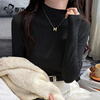 Urban beauty bottoming shirt for women that can be worn as an inner layer and a foreign style 2025 new autumn and winter plus velvet foreign style warm casual long-sleeved top