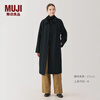 MUJI Women's Wool Mixed Stand Collar Coat Woolen Coat Mid-Length Women's Winter Jacket Women's BD0Z6A4A Black XL (165/92A)
