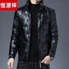 Hengyuanxiang glossy thickened winter down jacket men's short style new youth warm men's jacket BOSS-SW05-black-stand-up collar glossy 3XL 190/104A recommended 190-210 catties