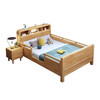 Children's solid wood bed with guardrails dormitory student single bed 1.5 meters simple small apartment bedroom bed with lights solid wood single bed door-to-door delivery 1.5 meters * 2.0 meters frame structure