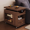 Jingxi Selection Solid Wood Folding Lift Coffee Table Small Apartment Living Room Sofa Side Cabinet Side Table Multi-Function Tea Table Walnut Color