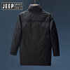JEEP SPIRIT 90 white duck down simple and fashionable stand-up collar new winter thickened high-end warm mid-length down jacket outer black XL