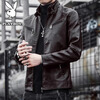 Playboy (PLAYBOY) Jacket Leather Men's Autumn and Winter Jacket Motorcycle Jacket Thickened Velvet Casual Stand Collar Top Black Velvet 4XL