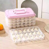 Jingxiang Dumpling Box Storage Box Frozen Fresh Box Refrigerator Special Food Quick Frozen Dumplings and Wontons Organizing Artifact Upgraded and Thickened Pink - 1 Layer 1 Cover 18 Grids