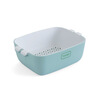 Qinhuo Nordic drain basket creative home kitchen double-layer multi-functional contrasting color thickened fruit basin storage basket vegetable basin light blue large size