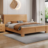 Laishda Nordic beech solid wood bed modern simple double bed home master bedroom wedding bed D8311# 1.5 meter frame bed