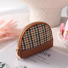 OTHER/Other Coin Wallet Women's Small Wallet New Exquisite High-end Mini Compact Zip Creative Retro Portable Coin Single Zip - Houndstooth Brown