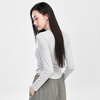 NOMENOMe long-sleeved t-shirt women's new V-neck pleated inner t-shirt slim right shoulder bottoming shirt white M