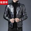 Hengyuanxiang glossy thickened winter down jacket men's short style new youth warm men's jacket BOSS-SW05-black-stand-up collar glossy 3XL 190/104A recommended 190-210 catties