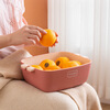 Qinhuo Nordic drain basket creative home kitchen double-layer multi-functional contrasting color thickened fruit basin storage basket vegetable basin light blue large size