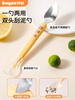 Bayco Mud Scraping Spoon Special Double-Headed Serrated Feeding Tableware for Babies Silicone Spoon Children's Fruit Eating Tool Food Grade Stainless Steel-Food Grade Silicone Double-Headed Mud Scraping Spoon + Corgi Bib